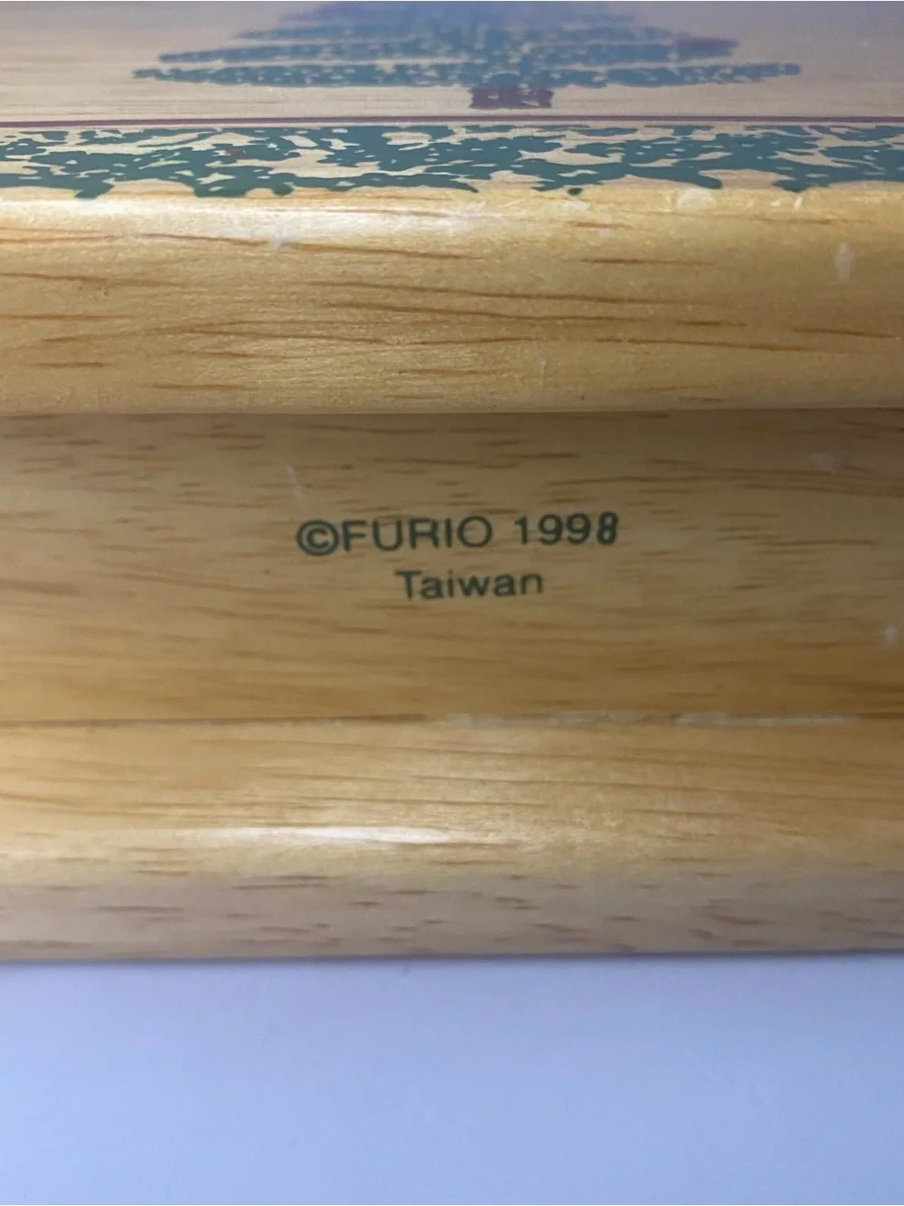 Vintage 1998 Holiday Wooden Napkin Holder with Green Christmas Tree